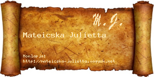 Mateicska Julietta névjegykártya
